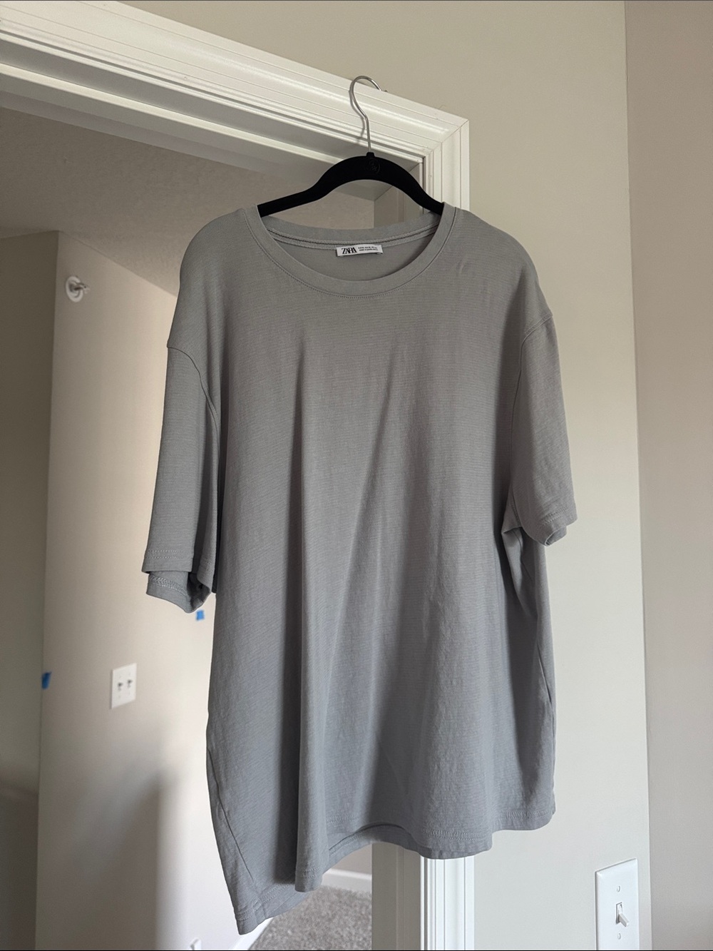 Zara Oversized Light Gray Short Sleeve Crewneck Tee